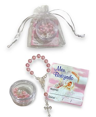 Kit 10 Lembrancinha Batizado Nossa Senhora Vidro Com Terço