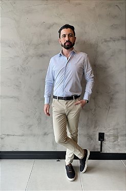 CAMISA SUPER SLIM XADREZ MINI AZUL CLARO/BRANCO FIO 60 - Pilgrim