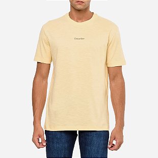 Camiseta Masculina Calvin Klein Escrita Alto Relevo - Branco