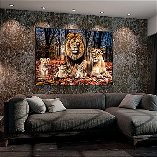 Quadros Decorativo Leão e Tigre 3D Kit com 2 Quadros