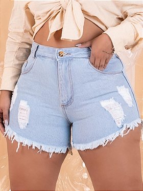 Short Jeans Feminino Desfiado Hot Pants Curto Cintura Alta - Useconf - Short  Feminino - Magazine Luiza