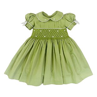 Vestido Formatura Infantil ABC Branco e Detalhes Verde Oliva