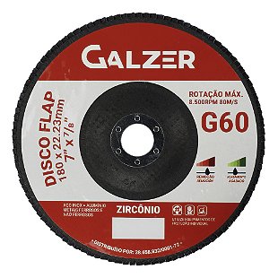DISCO FLAP ZIRCONIO 7 x 7/8 GRAO 100 - GALZER - Ferplus