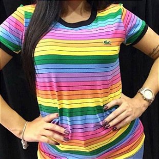 Déstockage > camisa lacoste colorida arco iris -