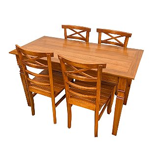 Conjunto Mesa Rústica Redonda Sextavada (1,20Mts x 1,20mts x 4cm) com 6  Cadeiras Rústicas Coloniais, tudo em Madeira Maciça de Cedro – 06 lugares