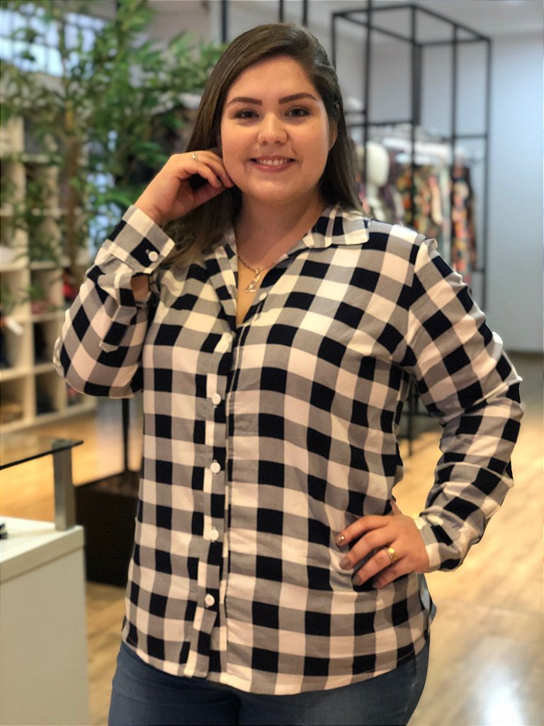 blusas plus size xadrez