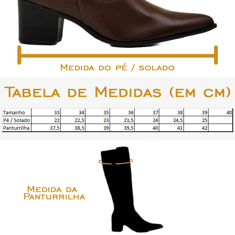 altura bota cano alto