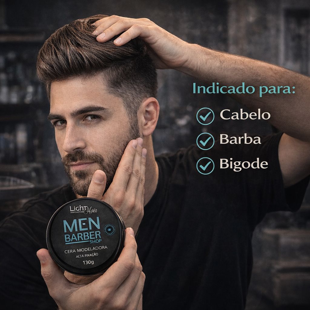 Cera Modeladora Barba Cabelo e Bigode Barber Shop 130g - Light