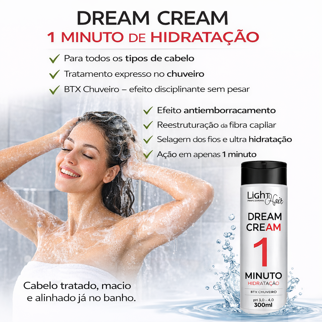 Hidratação 1 Minuto Dream Creeam Btx Chuveiro - 300ml Light Hair