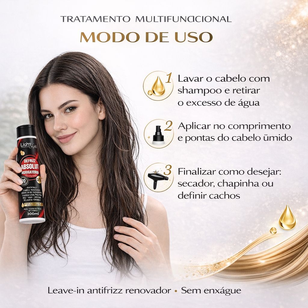 Defrizz Absolut Obrigatório Multifuncional - 300ml Light Hair