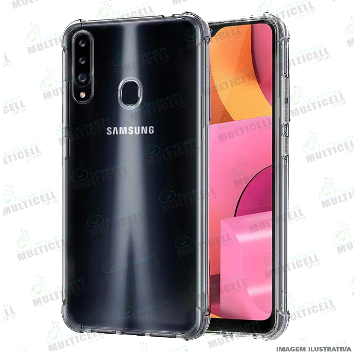 CAPA CASE SILICONE TPU TRANSPARENTE ANTI-SHOCK ANTI-IMPACTO SAMSUNG A207  GALAXY A20S - Distribuidora Multicell a mais completa em peças,componentes  e acessórios para celular e tablet