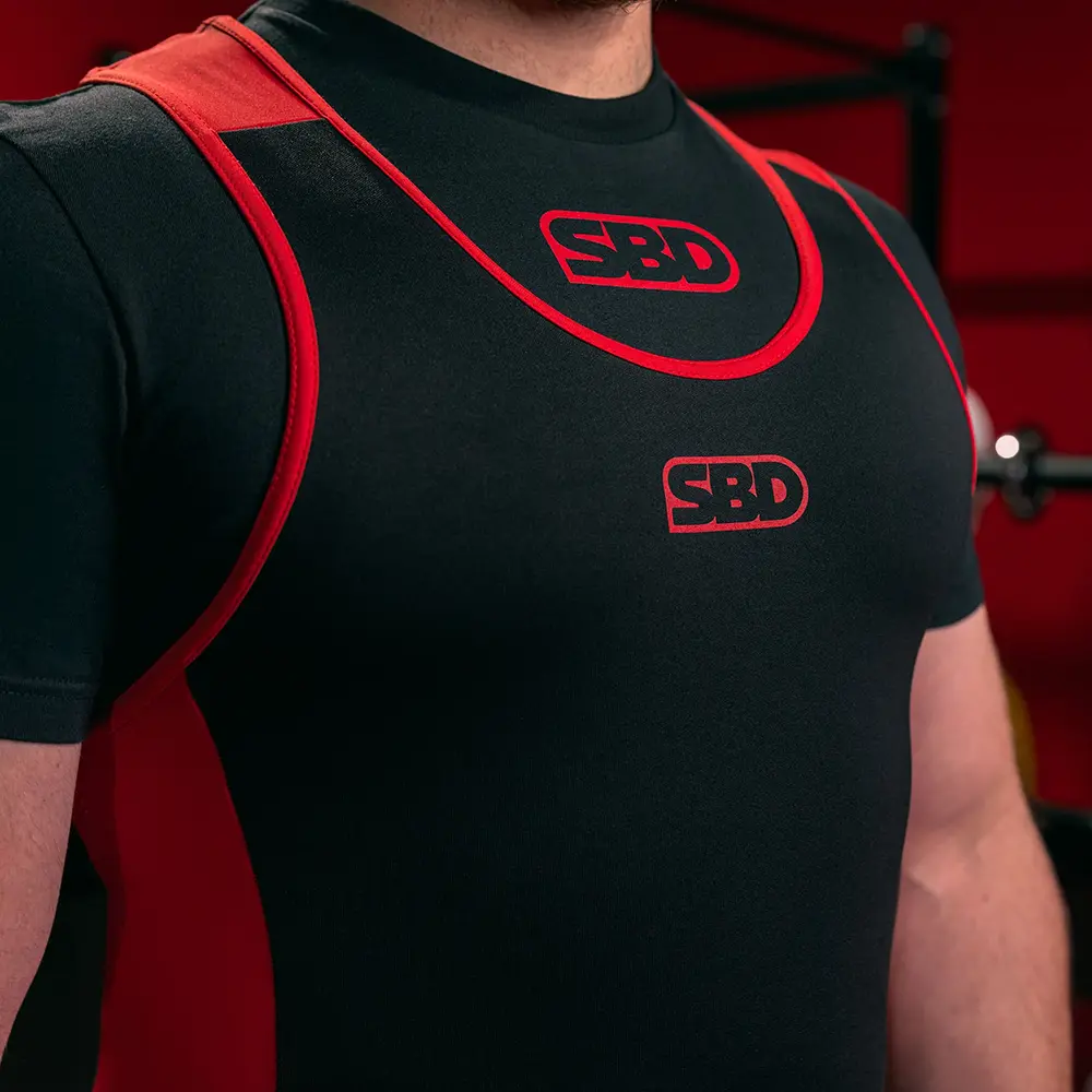 SBD Powerlifting Singlet W/M Mサイズ 6点セット Singlet Powerlifitng SBD - Preto / Vermelho - NIVEL BOX