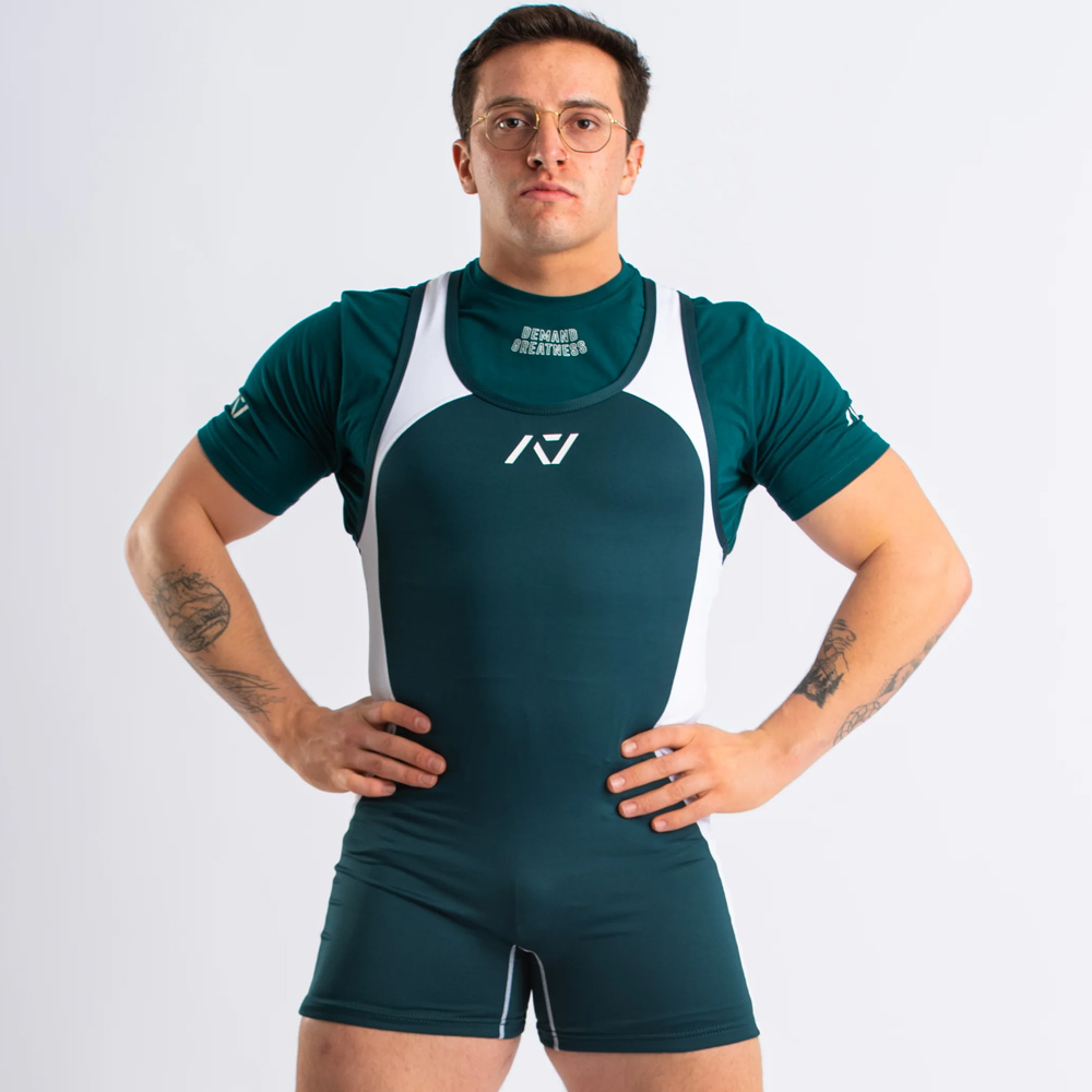 A7 FITNESS シングレットMサイズ Singlet Powerlifting A7 - Emerald Forás - NIVEL BOX Equipamentos