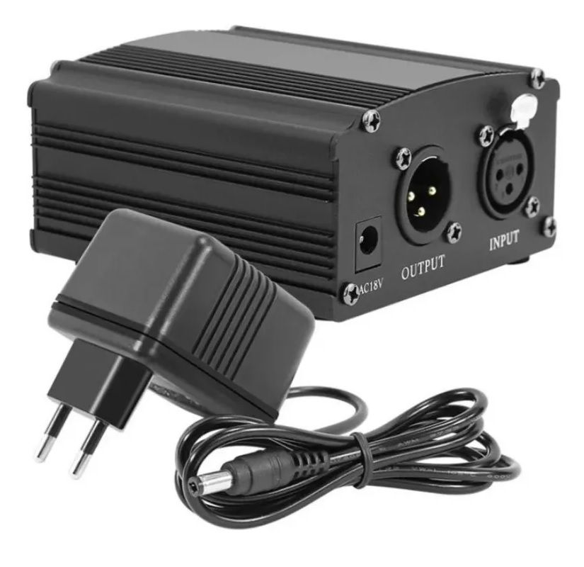 Phantom Power 110V - 48v + Fonte + Cabo XLR balanceado - Para