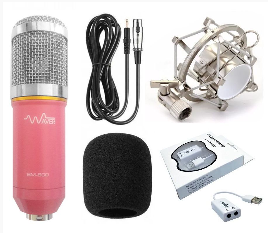 Microfone Condensador BM-800 Waver + Espuma + Aranha + Cabo - ROSA - Waver  - Sua Melhor Experiência de Som