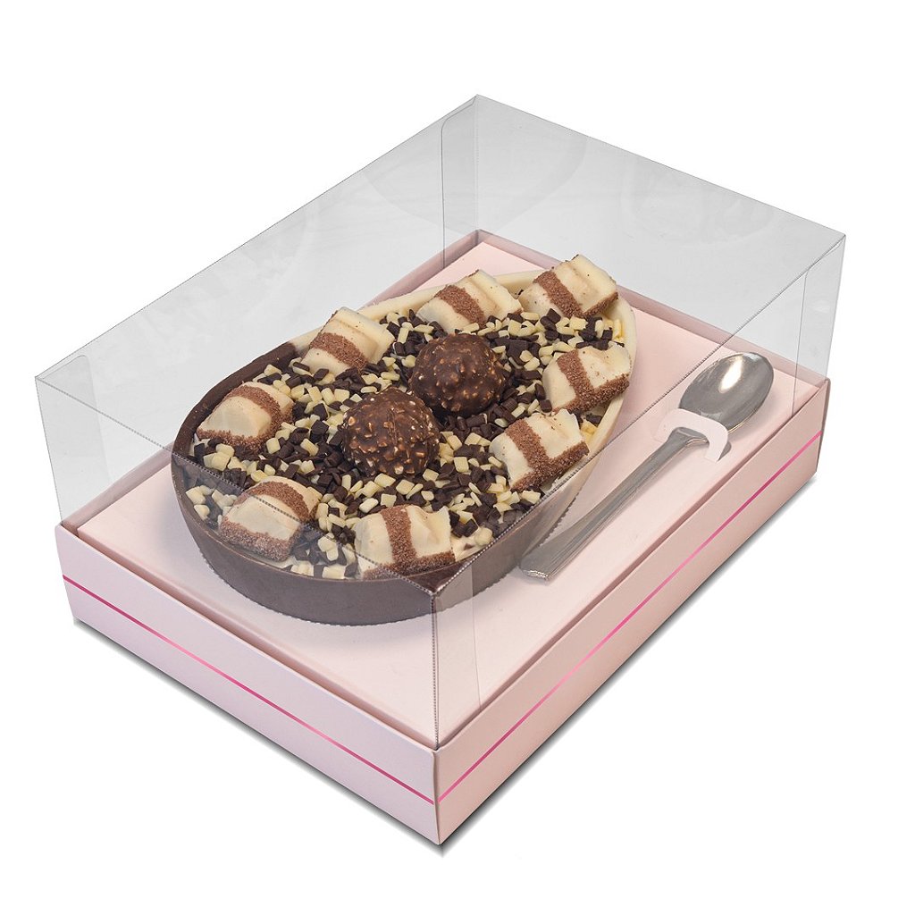 Caixa Páscoa Ovo de Colher - 3 em 1 - 250 g./ 350 g./ 500 g. - Rosa Linha -  Tam. 21x15x9,5 cm. - Sulformas - Formas de papel Forneaveis para Bolos,  Tortas Cupcakes e Panetones