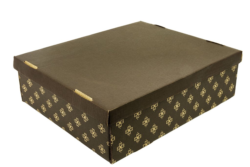 Caixa nº4 - Marrom Fiori - 42x35x12 cm. - Sulformas - Formas de papel  Forneaveis para Bolos, Tortas Cupcakes e Panetones