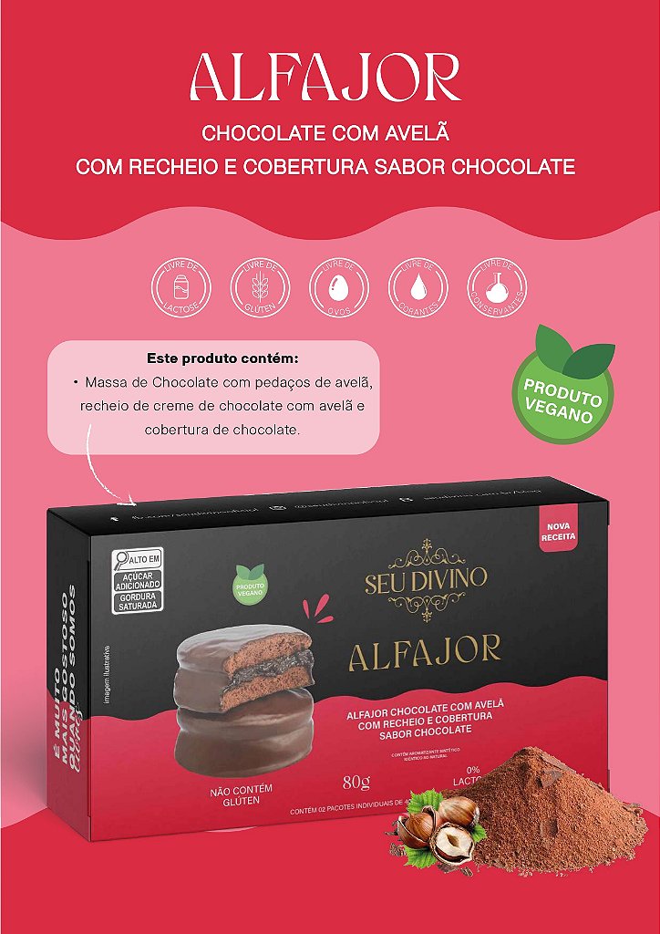 Alfajor Chocolate com Recheio e Cobertura sabor Chocolate 40g
