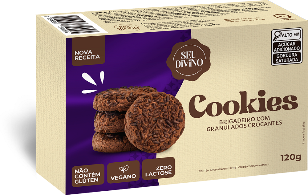 Cookies Chocolate Brigadeiro 120g - Vegano, Sem Glúten e Lactose