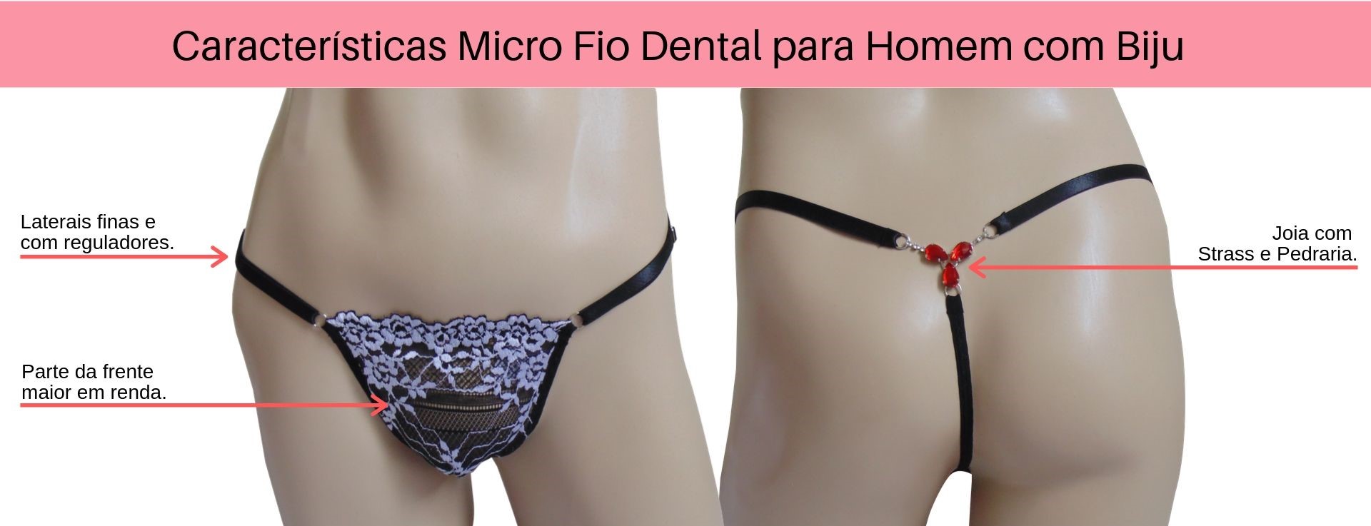 Calcinha Micro Fio Dental para Homem com Biju - Sua Loja de Calcinhas Sexy