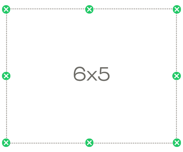 Esquema de fixação da tela retangular 6x5m (5x6m) Sombralux