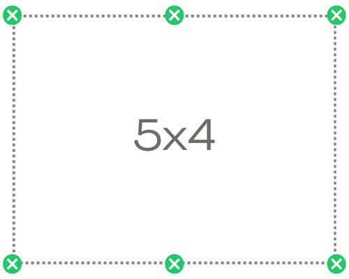 Esquema de fixação da tela retangular 5x4m (4x5m) Sombralux