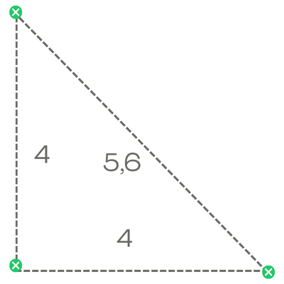 Esquema de fixação da tela triangular 4x4x5.6m Sombralux
