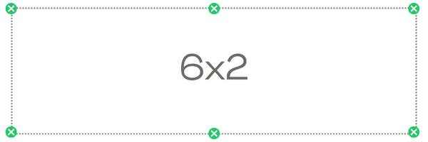 Esquema de fixação da tela retangular 6x2m (2x6m) Sombralux