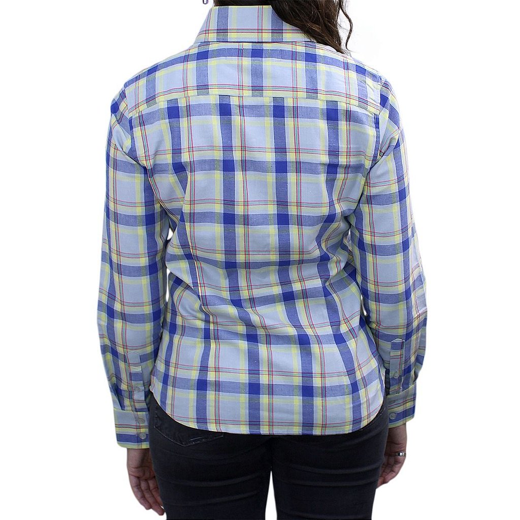 Camisa Xadrez Feminina Amarela Manga Longa Classic 32099 - Rodeo West