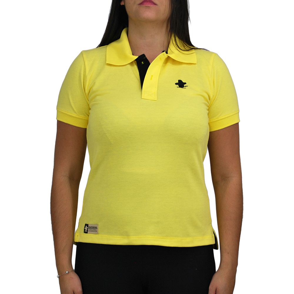 camisa polo amarela feminina