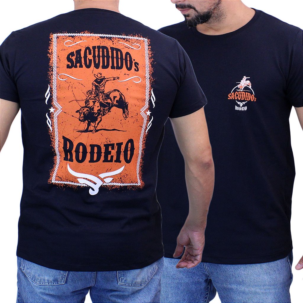 Camiseta Sacudido's - Peão de Rodeio - Cru Bruto Caipira Sertanejo