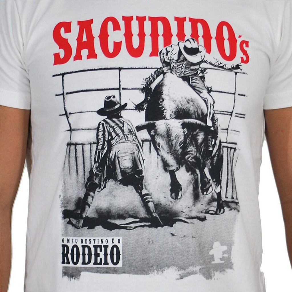 Camiseta Sacudido's - Peão de Rodeio - Cru Bruto Caipira Sertanejo