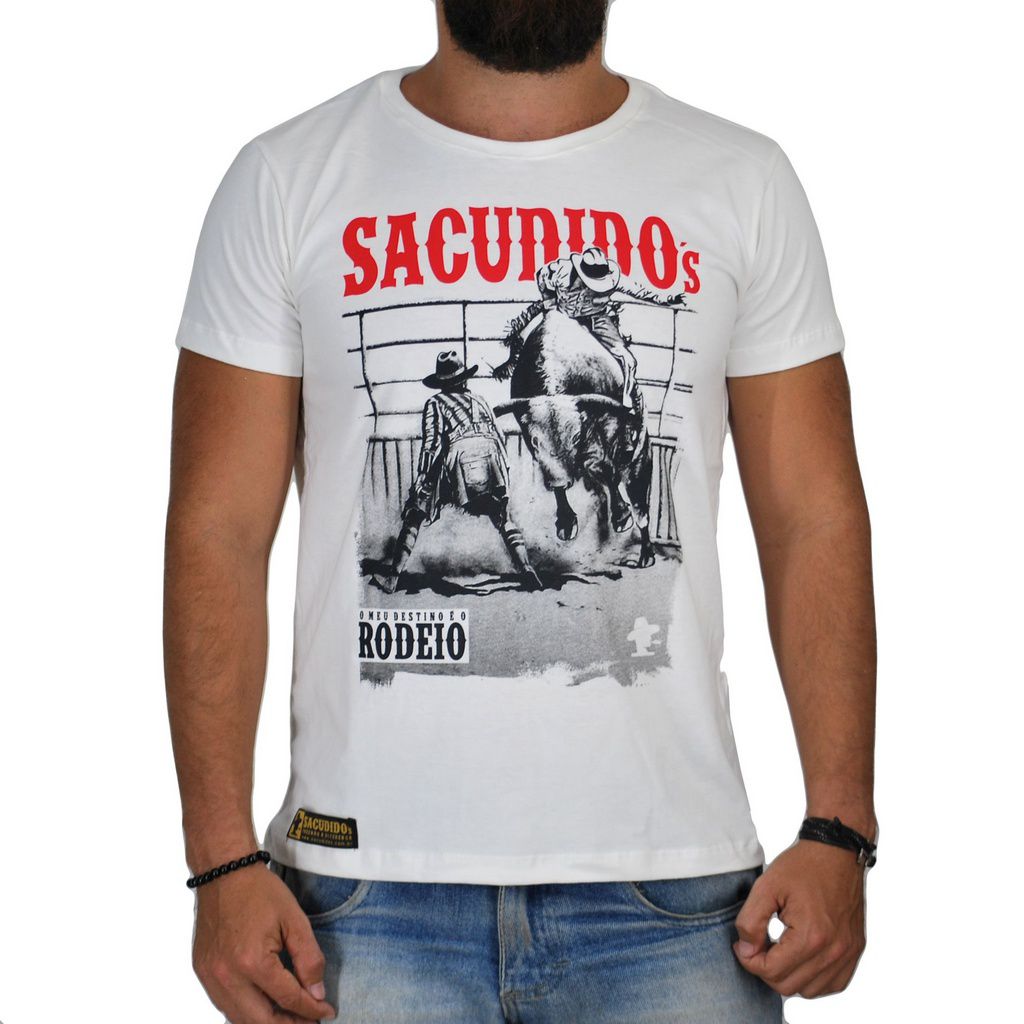 Camiseta Sacudido's - Peão de Rodeio - Cru Bruto Caipira Sertanejo