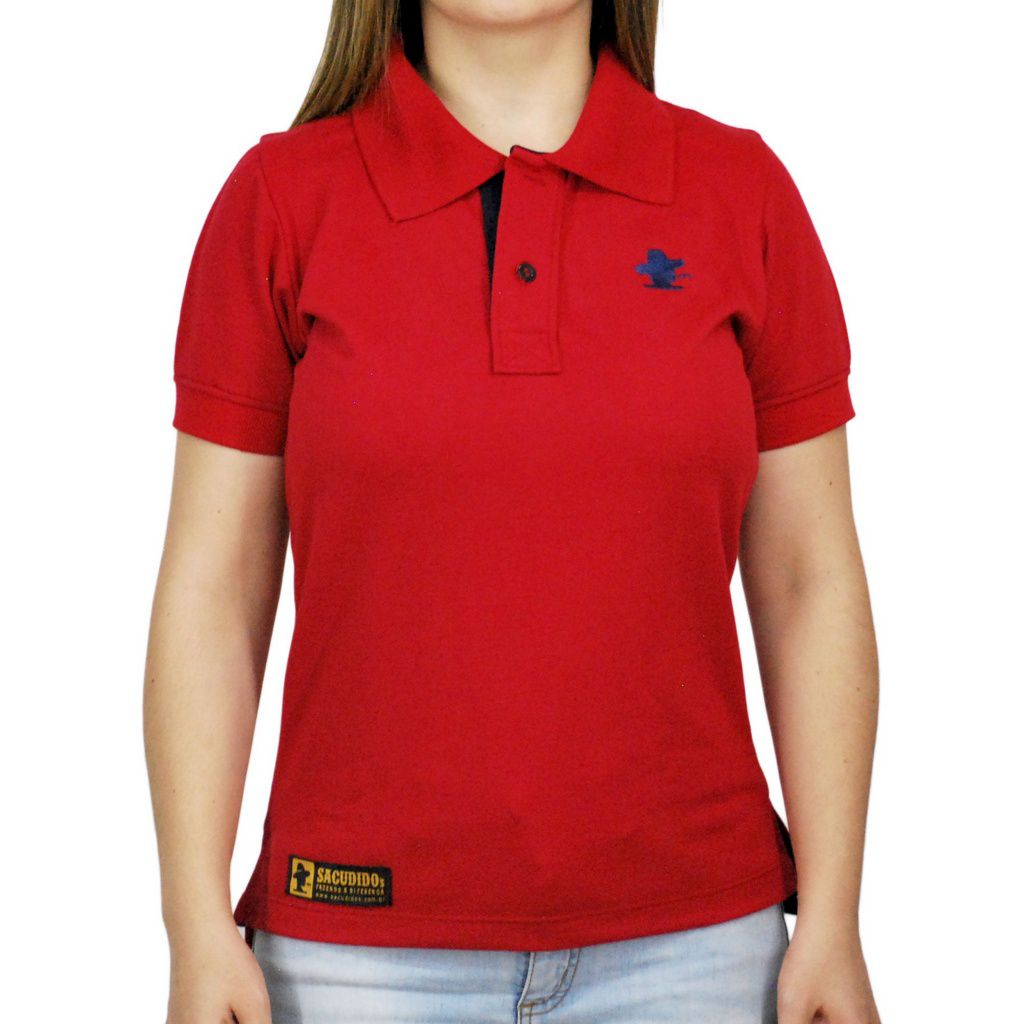 camisa polo vermelha feminina
