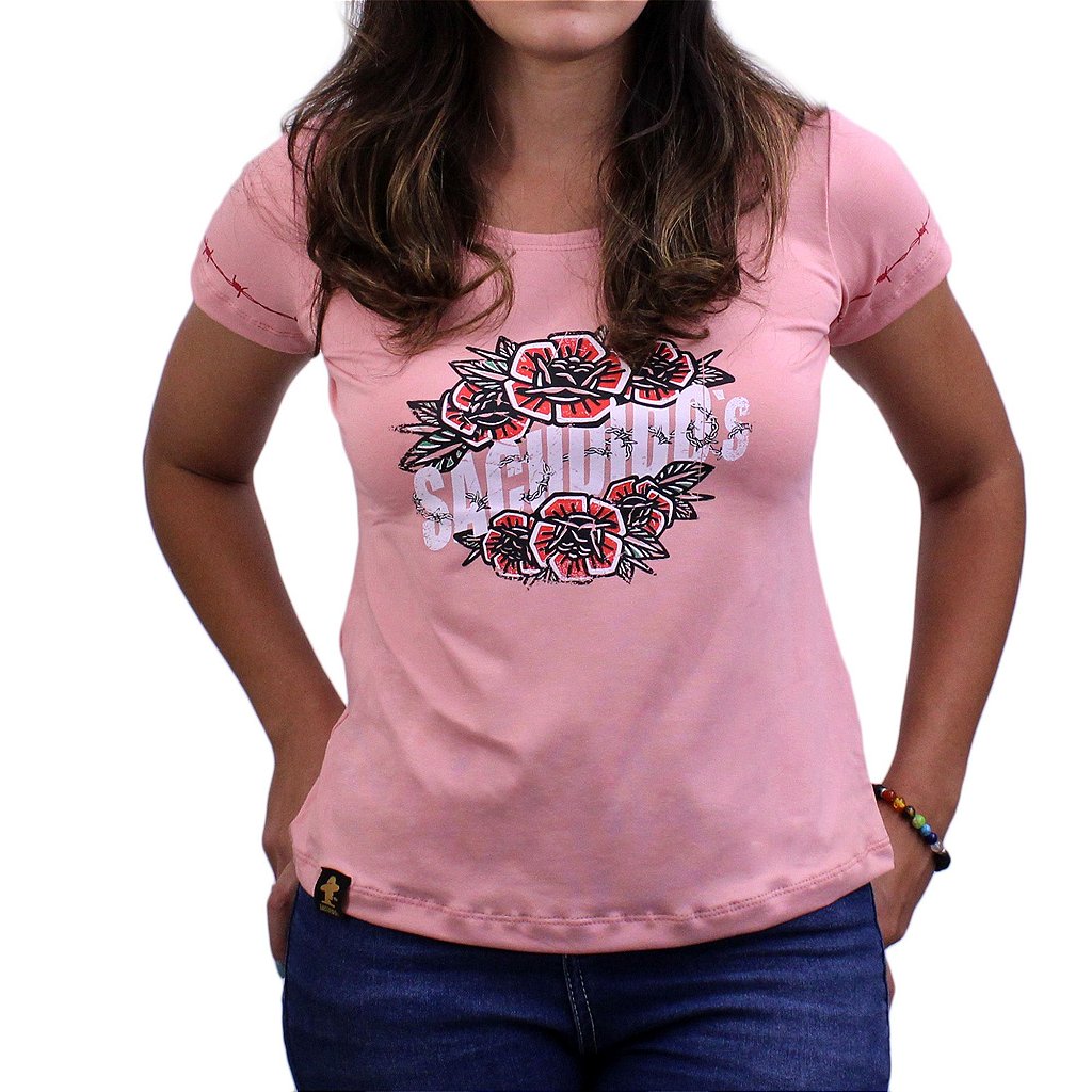 Camiseta SCD's Viscolycra Fem.- Floral - Rosa Bebê - Sacudidos