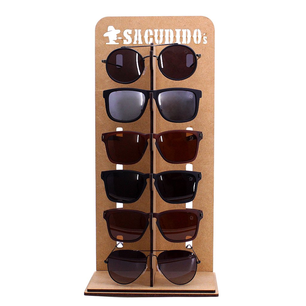 Expositor de 6 Óculos - Sacudido's - MDF Amadeirado Bruto Caipira Sert -  Sacudidos