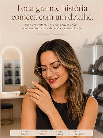 Banner Lateral Anel Solitário em Prata 925