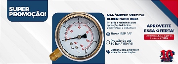 MANÔMETRO VERTICAL GLICERINADO DN63 ROSCA BSP 1/4POL 10BAR/150PSI LATERAL 2