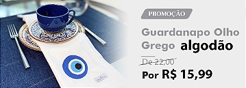 GUARDANAPO DE MESA - 100% ALGODÃO - COR BRANCA - BORDADO OLHO GREGO - MIMOS TÊXTIL