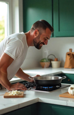 Homem cozinhando