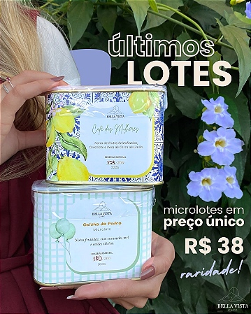 Nossas últimas latinhas dos microlotes de Geisha do Pedro e do Café das Mulheres, dois perfis marcantes, de alta pontuação, com