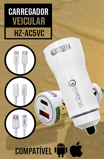 Carregador veicular + Cabo Bann lateral