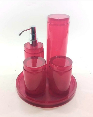 conjunto de potes com bandeja em resina de poliester