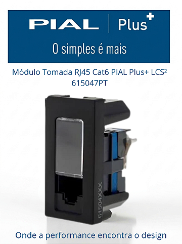 Tomada RJ45 Cat6 Preta Pial Plus+