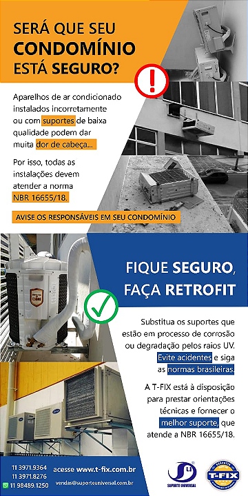 Síndicos faça Retrofit dos suportes no seu Condomínio atender NBR16655/2018