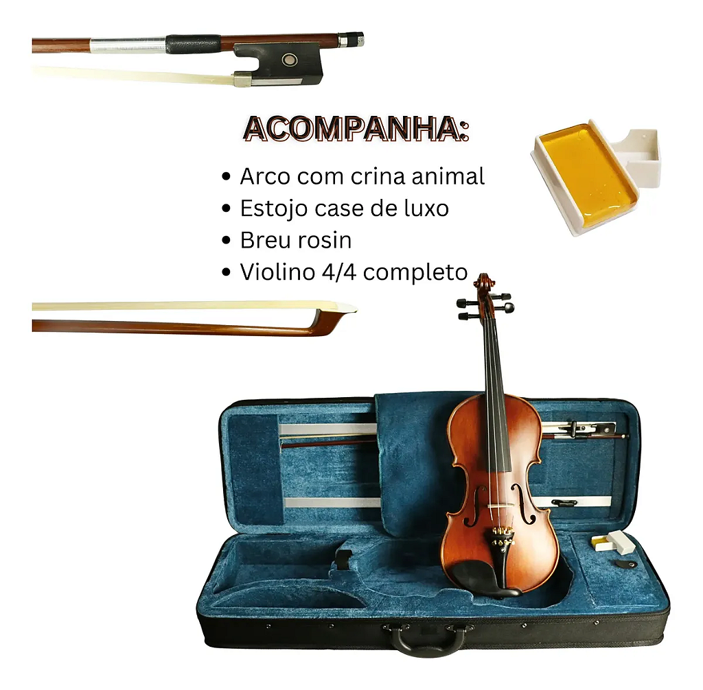 Violino Konig VK659 4/4 Profissional Ajustado por Luthier Completo