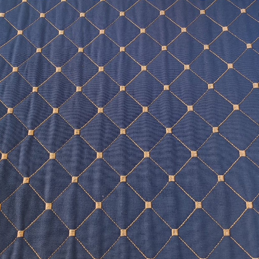 Tecido de Algodão Estampado (Meio Metro) - Xadrez Azul Royal e Preto