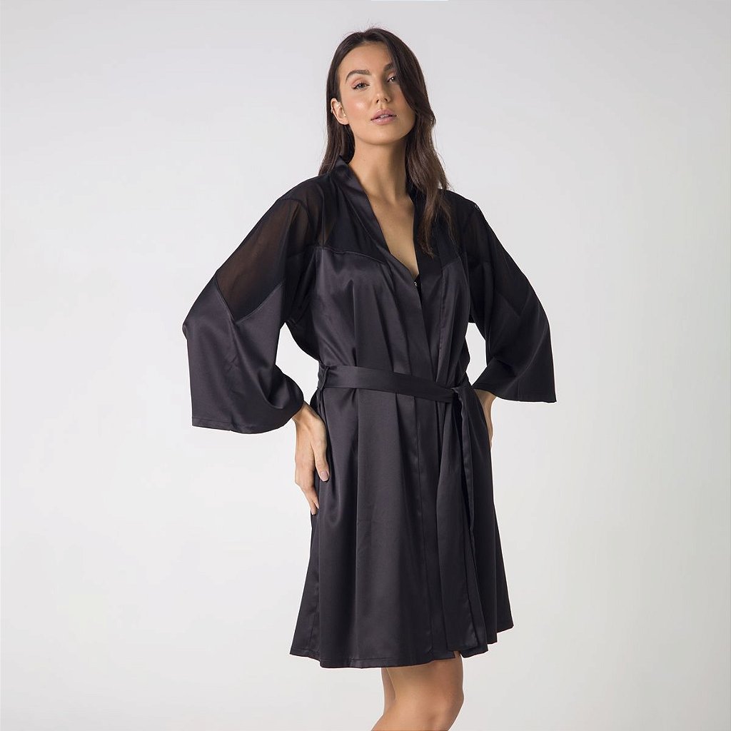 Robe em renda Preta - Amê Fine Sleep Wear