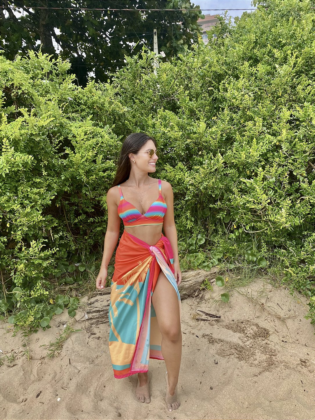 Canga de Praia Pareô Arco-Íris Colorido Marétoa