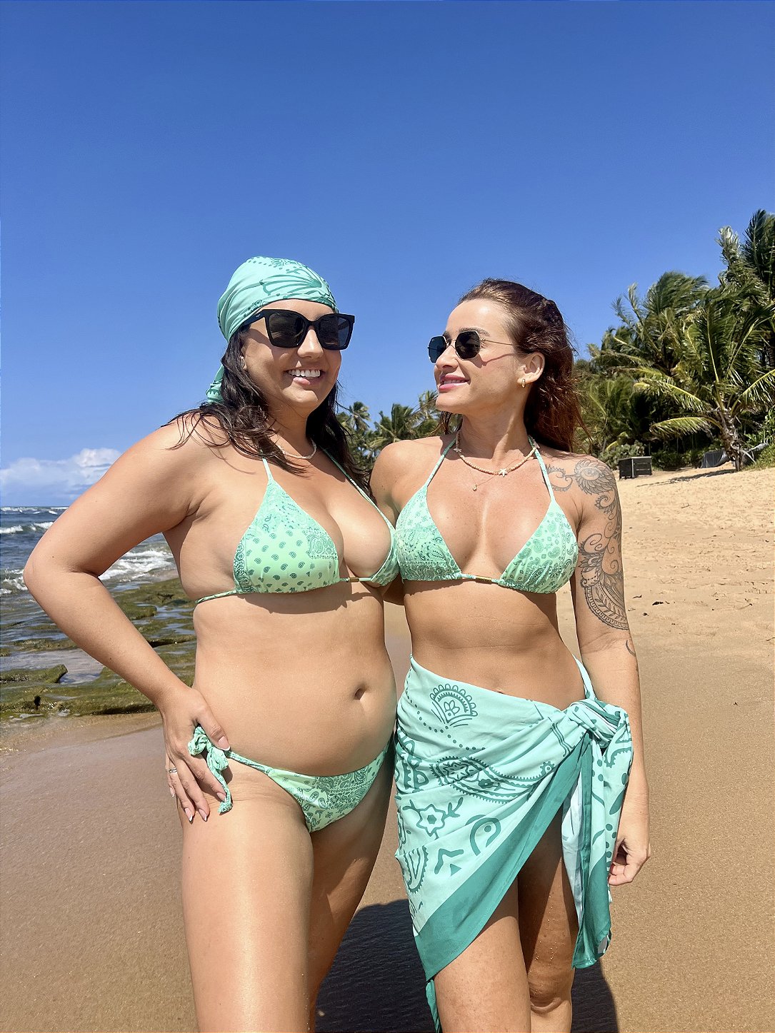 Tecido com Elastano Canga Bali Menta